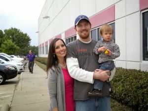 Senior Account Manager Jared Parrish and wife Sara and son Sawyer enjoyed the egg hunt at the System ID Spring celebration.