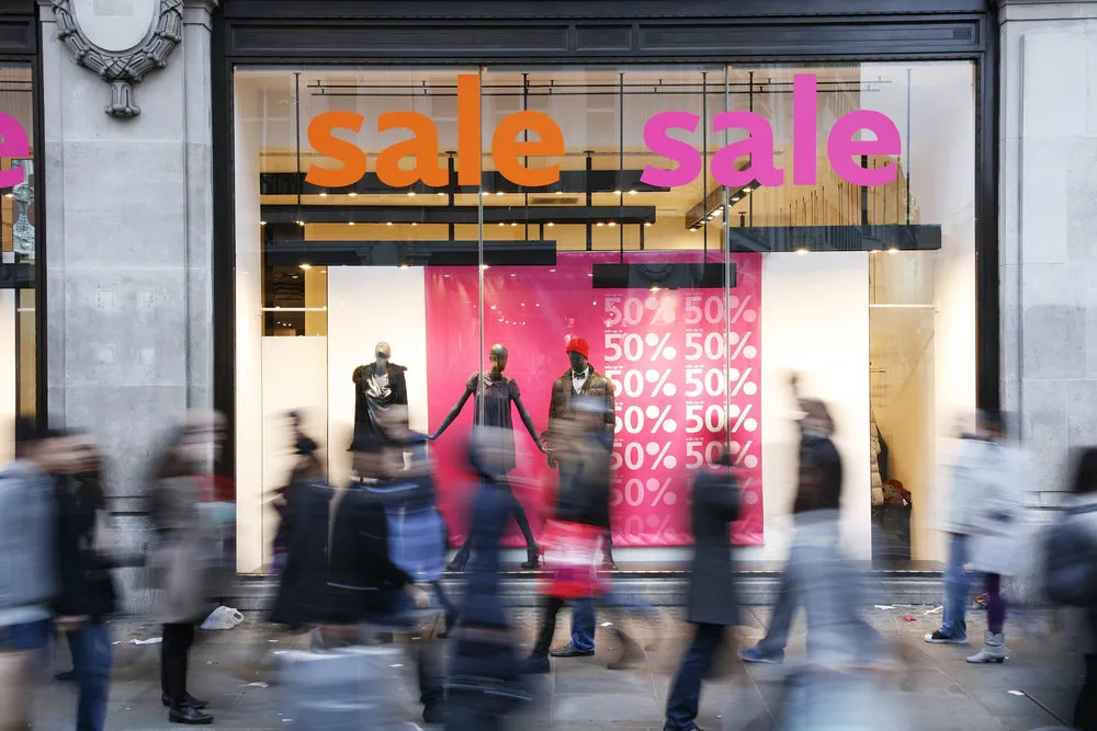 Sale signs in shop window