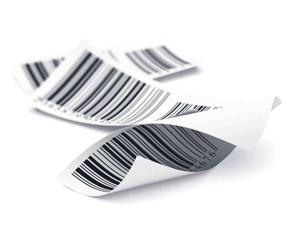 Three labels over white, decorative element barcode tags