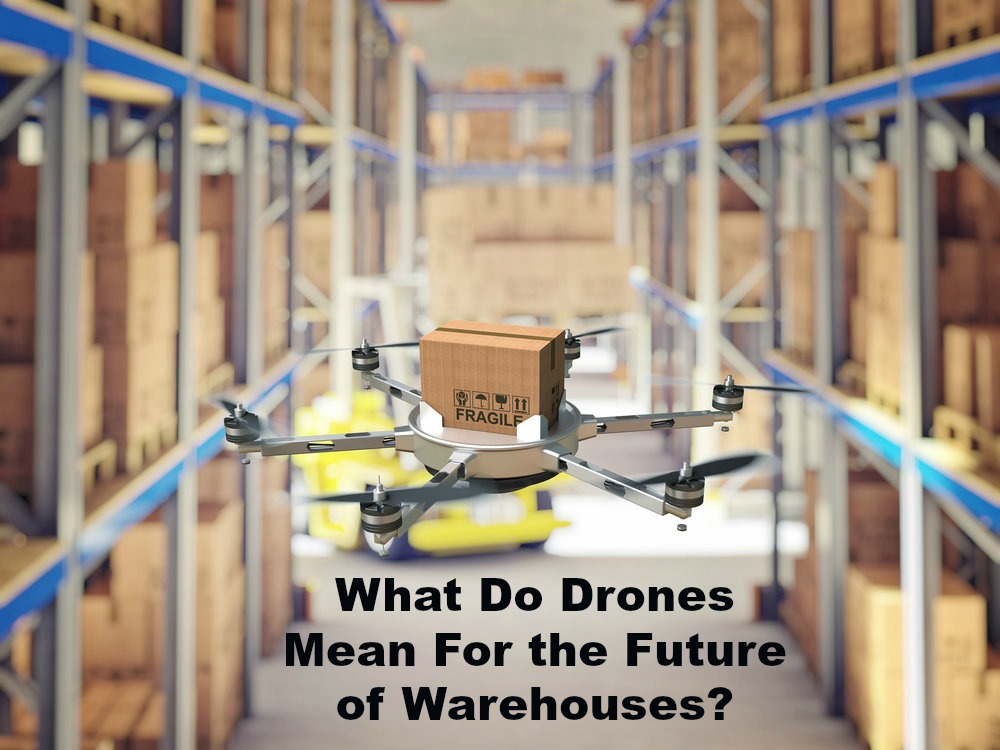 drone work in classic warehouse 3d image