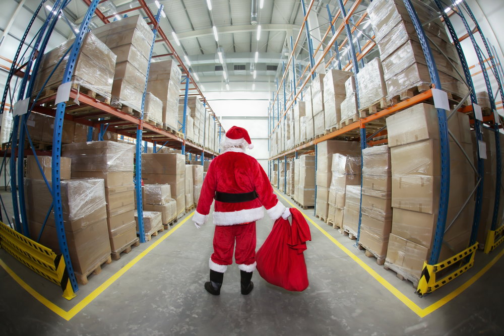 Santa Claus in Gifts Distribution Center
